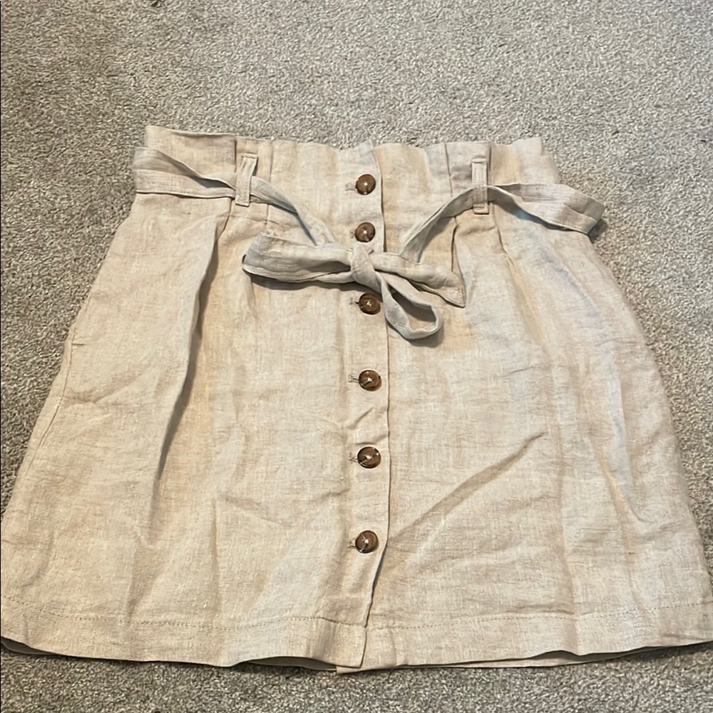 H&M A-line Linen Midi Skirt